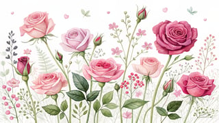 Vivid Small Roses Illustration