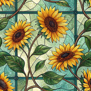 3D Stained Glass Sunflower Pattern