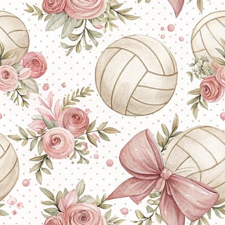 Pastel Volleyball Seamless Pattern