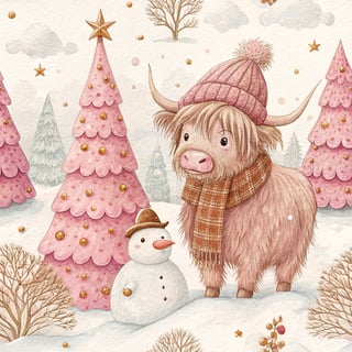 Highland Cow with Winter Accessories