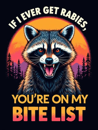 Angry Raccoon Retro Sunset T-Shirt