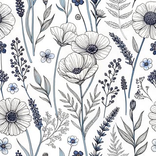 Botanical Line Art Pattern