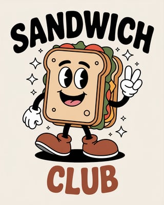 Retro Cartoon Sandwich T-Shirt Design