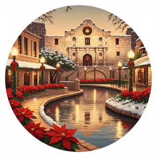 Vintage Holiday Illustration of San Antonio