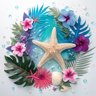 Elegant Starfish with Tropical Botanicals
