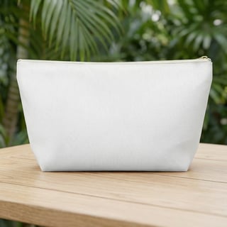 White Accessory Pouch with Gold Zipper