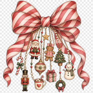 Candy-Striped Christmas Charm PNG