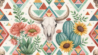 Watercolor Aztec Tribal Pattern