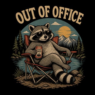 Retro Raccoon Out of Office Tee
