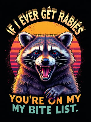 Angry Raccoon Retro Sunset T-Shirt
