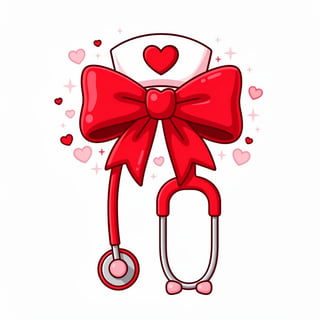 Valentine Nurse Stethoscope Illustration