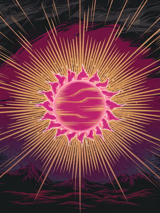 Electric Pink Sunburst Illustration