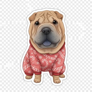 Chinese Shar-Pei in Christmas Onesie