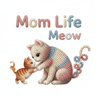 Mom Life Meow Yarn Art