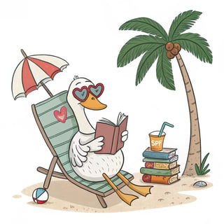 Goose Relaxing on Beach T-shirt Design