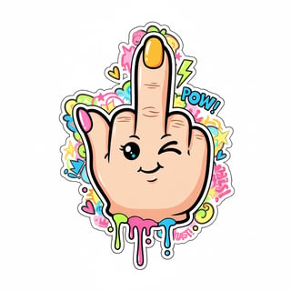 Colorful Cartoon Middle Finger Illustration