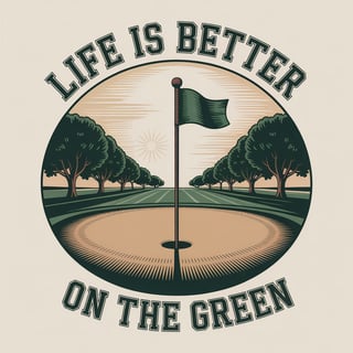 Vintage Golf Course Woodcut Art