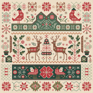 Folk-Art Christmas Cross-Stitch Design