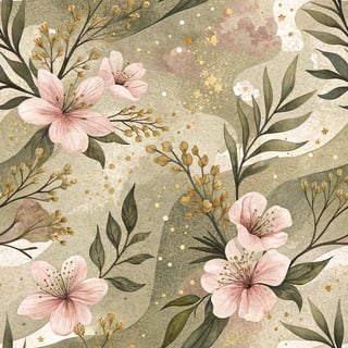 Neutral Camouflage Pattern with Floral Veins