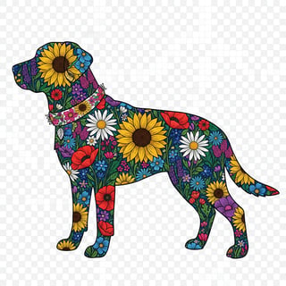 Boho Floral Labrador Illustration