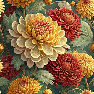3D Chrysanthemum Floral Patterns