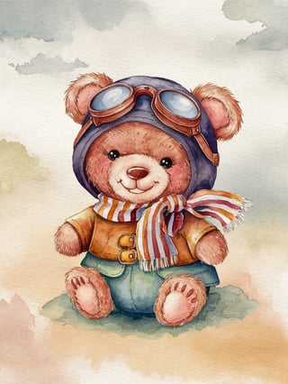 Watercolor Teddy Bear Illustration