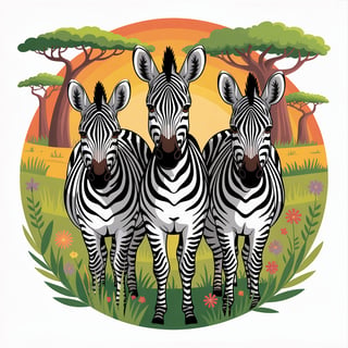 Central Zebras in Colorful African Circle