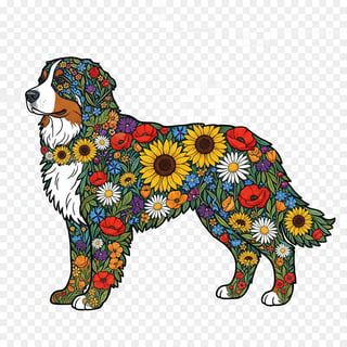 Boho Floral Bernese Mountain Dog