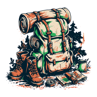 Vintage Hiking Backpack T-Shirt Design