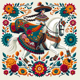 Mexican Equestrian Embroidered Illustration