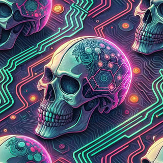 Cyberpunk Chrome Skulls Design