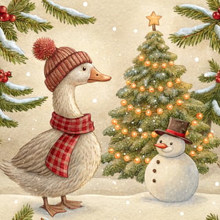 Whimsical Christmas Goose Art