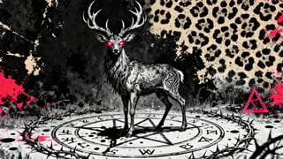Gothic Horned Demon-Stag Illustration