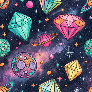 Vivid Neon Gemstone Pattern