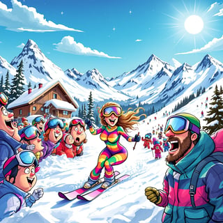Humorous Après-Ski Party Cartoon