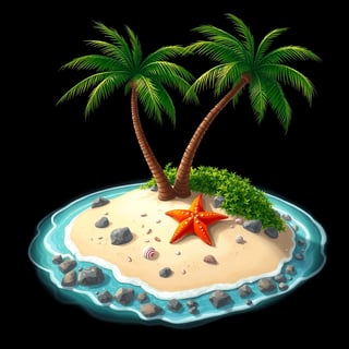 Tropical Island Digital Art Illustration