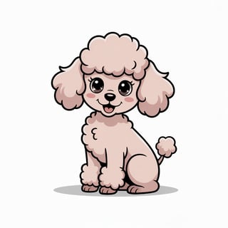 Animated Fluffy Poodle in Pastel Colors