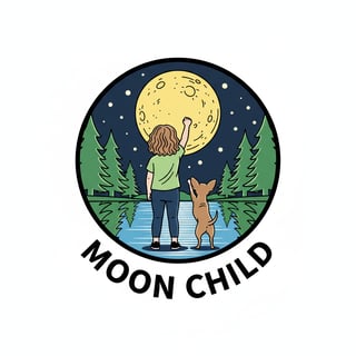 Moon Child Girl and Chihuahua Design