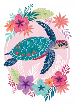 Vivid Sea Turtle Vector Illustration