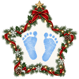 Blue Newborn Footprint Christmas Star