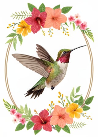 Stylized Ruby Throated Hummingbird Vector