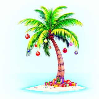 Colorful Palm Tree with Christmas Decor