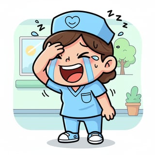 Cartoon Nurse Facepalm Illustration