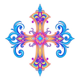 Symmetrical Fantasy Blue Cross Illustration