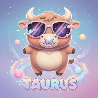 Kawaii Taurus Bull with Space Sunglasses