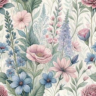 Soft Pastel Wildflower Explosion