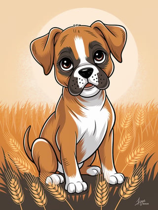 Cute Animated Boxer Puppy Art