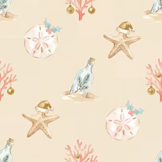 Coastal Christmas Watercolor Pattern