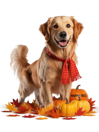 Friendly Golden Retriever in Autumn