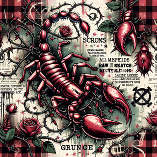 Seamless Red Scorpion Watercolor Pattern